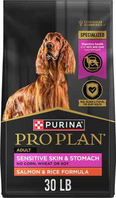 Purina Pro Plan Adult Sensitive Skin & Stomach Salmon & Rice Formula Dry Dog Food, 30-lb bag