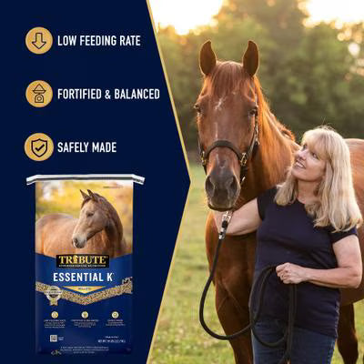 Tribute Equine Nutrition Essential K Low-NSC Horse Feed, 50-lb bag