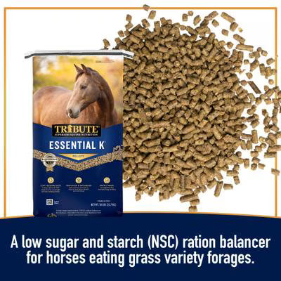 Tribute Equine Nutrition Essential K Low-NSC Horse Feed, 50-lb bag