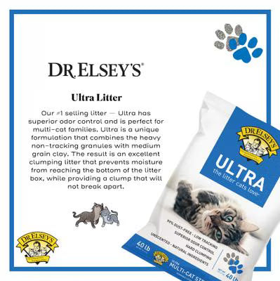 Dr. Elsey's Ultra Unscented Clumping Clay Cat Litter, 40-lb bag