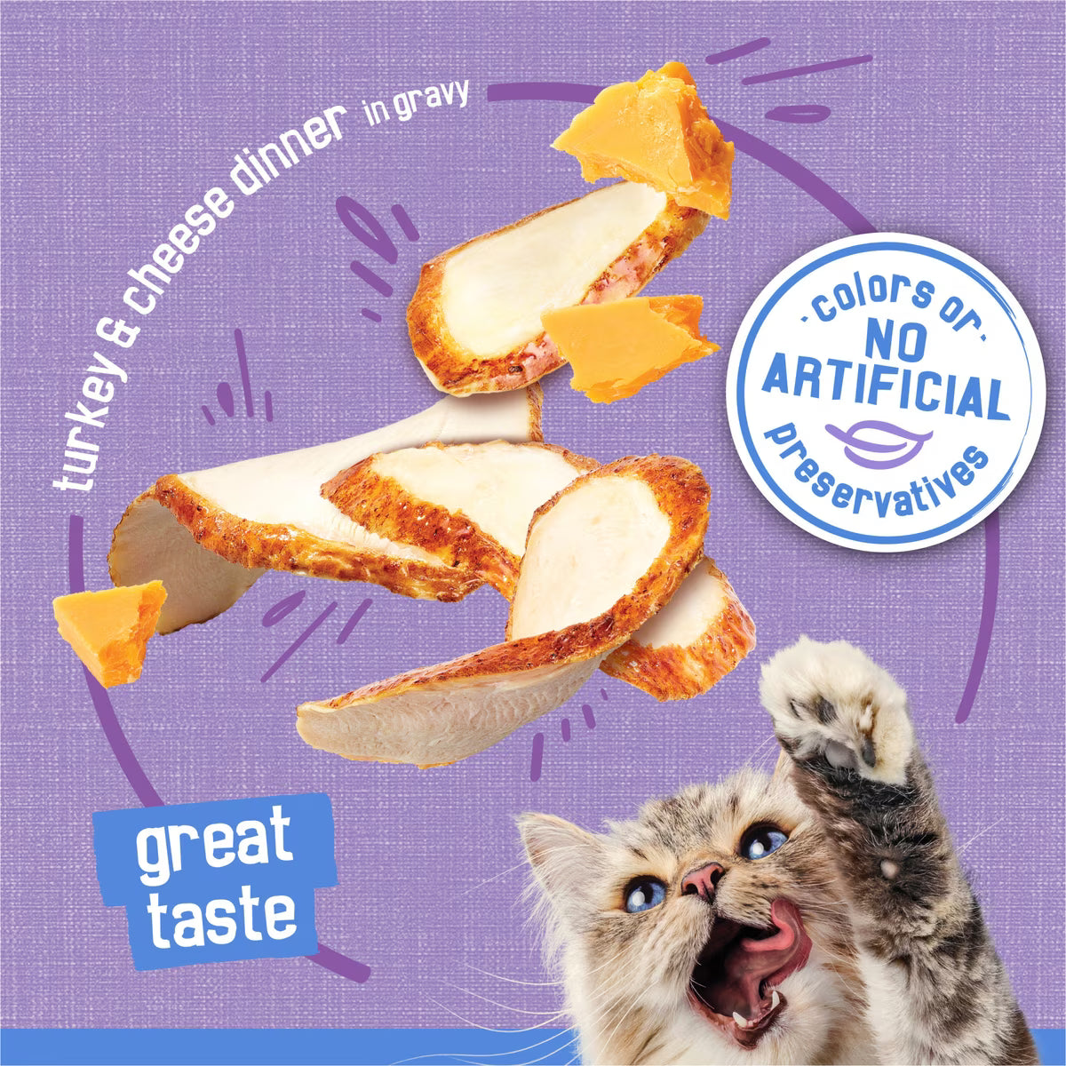 Wet Cat Food Friskies Savory Shreds Turkey & Cheese Dinner in Gravy Canned Cat Food, 5.5-oz can, case of 24