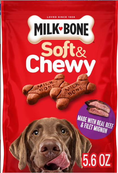 Milk-Bone Soft & Chewy Real Beef & Filet Mignon Dog Treats,