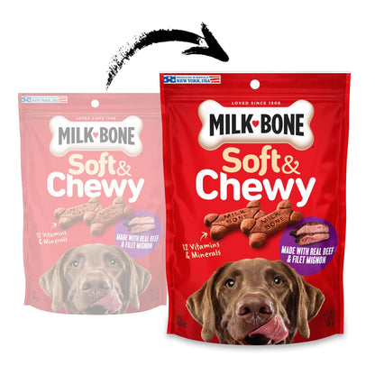 Milk-Bone Soft & Chewy Real Beef & Filet Mignon Dog Treats,