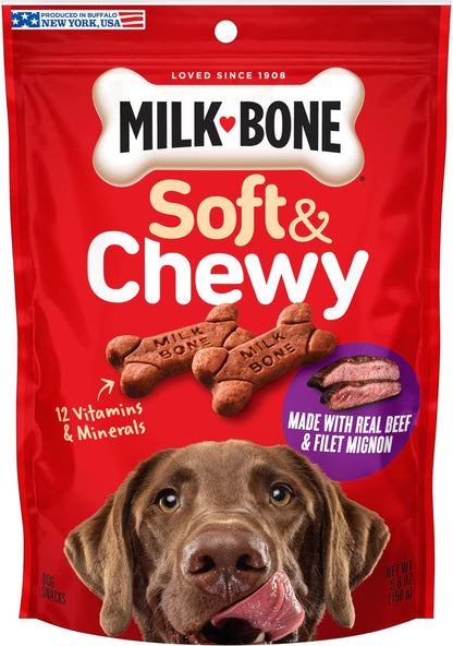 Milk-Bone Soft & Chewy Real Beef & Filet Mignon Dog Treats,