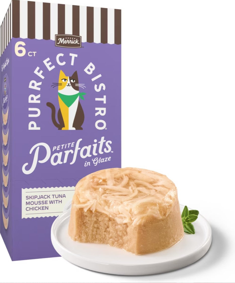 Merrick Purrfect Bistro Petite Parfaits Chicken Mousse with Whole Shrimp in Glaze Gravy Lickable Cat Treat