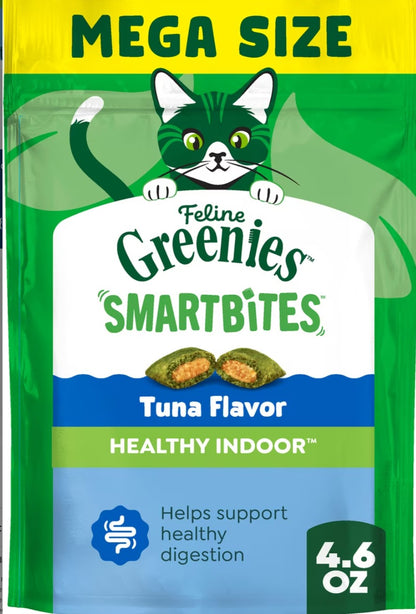 Greenies Feline SmartBites Healthy Indoor Natural Tuna Flavor Soft & Crunchy Adult Cat Treats,