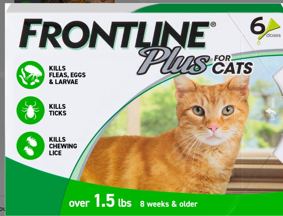 Frontline Plus Flea & Tick Spot Treatment for Cats, over 1.5 lbs, 12 Doses