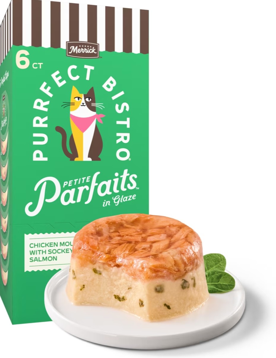 Merrick Purrfect Bistro Petite Parfaits Chicken Mousse with Whole Shrimp in Glaze Gravy Lickable Cat Treat