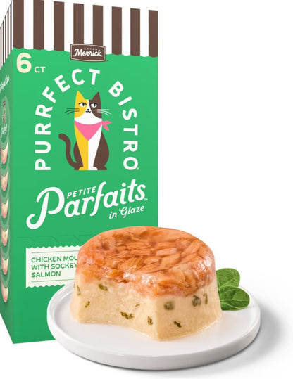 Merrick Purrfect Bistro Petite Parfaits Chicken Mousse with Whole Shrimp in Glaze Gravy Lickable Cat Treat