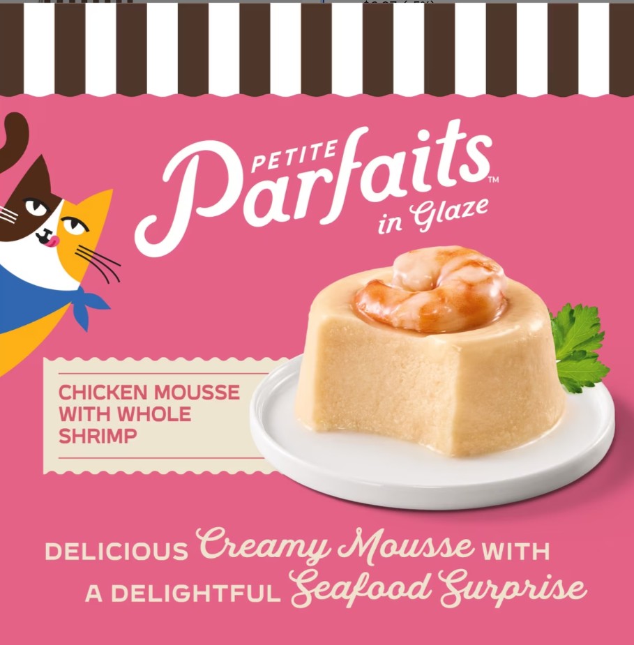 Merrick Purrfect Bistro Petite Parfaits Chicken Mousse with Whole Shrimp in Glaze Gravy Lickable Cat Treat