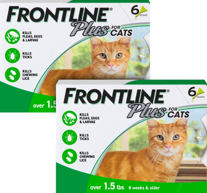 Frontline Plus Flea & Tick Spot Treatment for Cats, over 1.5 lbs, 12 Doses