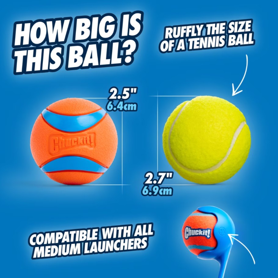 Chuckit! Ultra Rubber Ball Tough Dog Toy, Medium, 2 pack