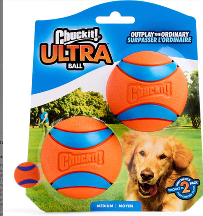 Chuckit! Ultra Rubber Ball Tough Dog Toy, Medium, 2 pack