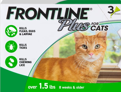 Frontline Plus Flea & Tick Spot Treatment for Cats, over 1.5 lbs, 12 Doses
