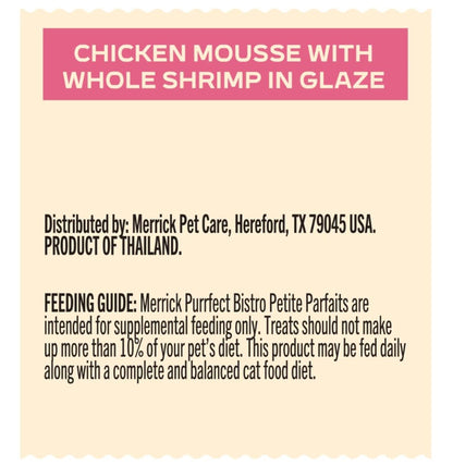 Merrick Purrfect Bistro Petite Parfaits Chicken Mousse with Whole Shrimp in Glaze Gravy Lickable Cat Treat