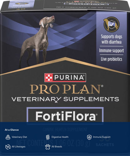 Purina Pro Plan Veterinary Diets FortiFlora Powder Probiotic Digestive Supplement for Dogs, 30 count