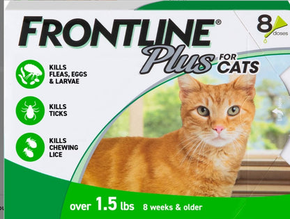 Frontline Plus Flea & Tick Spot Treatment for Cats, over 1.5 lbs, 12 Doses