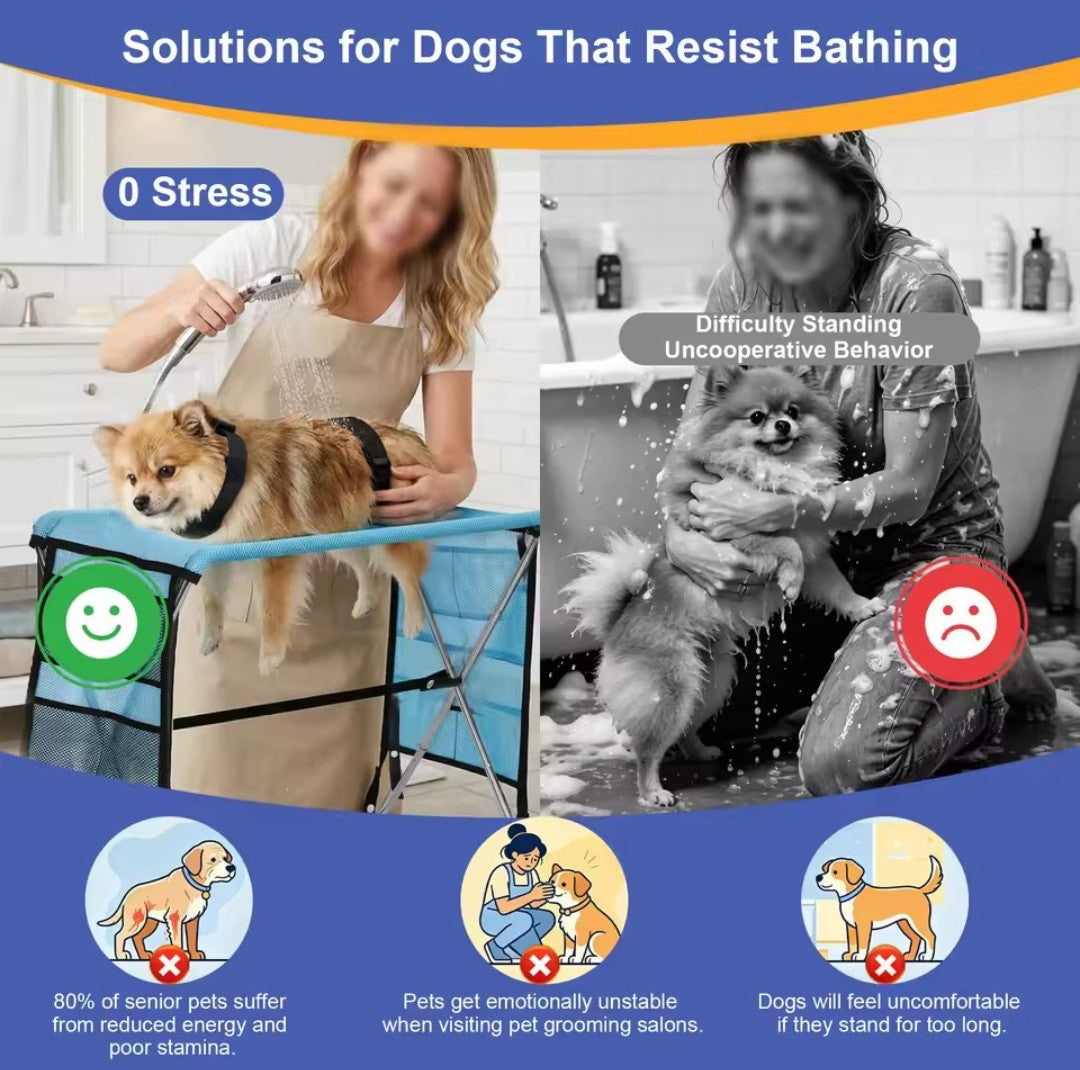 Foldable Pet Grooming Table - Portable Bath Station for Dogs & Cats
