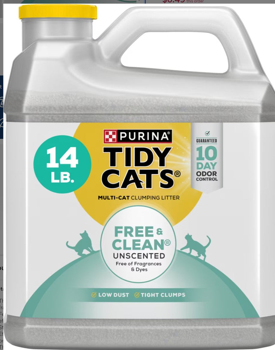 Tidy Cats Free & Clean Unscented Clumping Clay Cat Litter, 35-lb pail