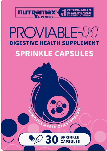 Nutramax Proviable Probiotics & Prebiotics Digestive Health Supplement for Dogs & Cats, 80 count