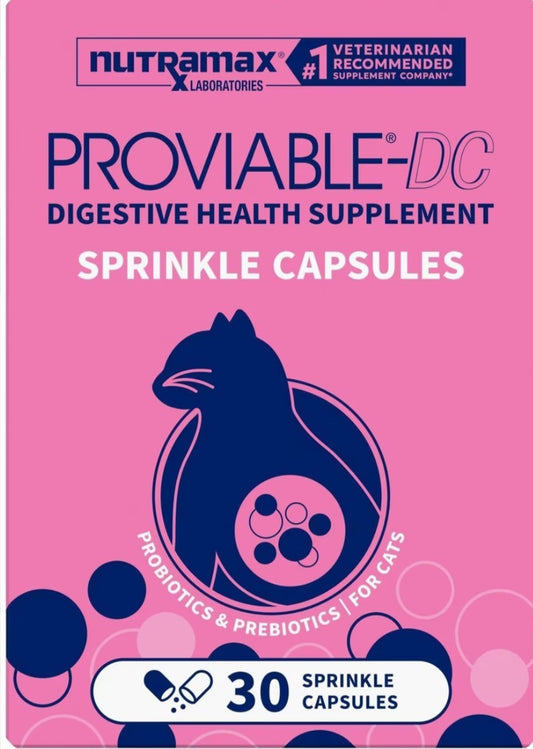 Nutramax Proviable Probiotics & Prebiotics Digestive Health Supplement for Dogs & Cats, 80 count