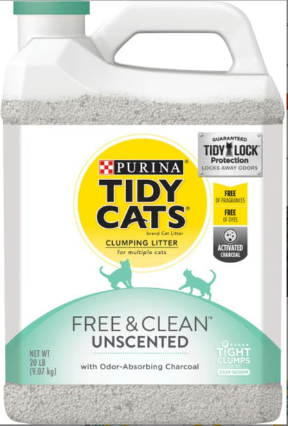 Tidy Cats Free & Clean Unscented Clumping Clay Cat Litter, 35-lb pail