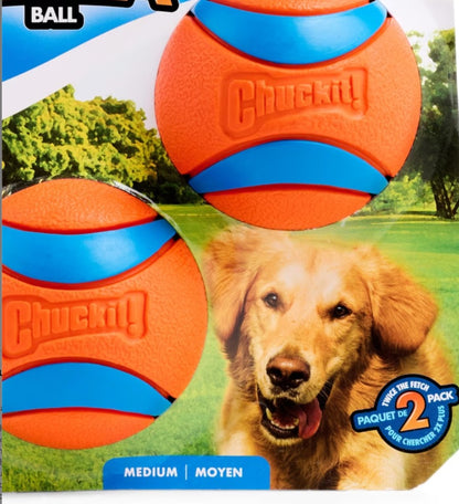 Chuckit! Ultra Rubber Ball Tough Dog Toy, Medium, 2 pack