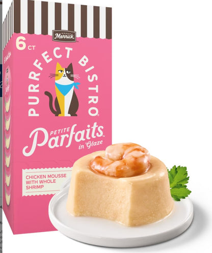 Merrick Purrfect Bistro Petite Parfaits Chicken Mousse with Whole Shrimp in Glaze Gravy Lickable Cat Treat