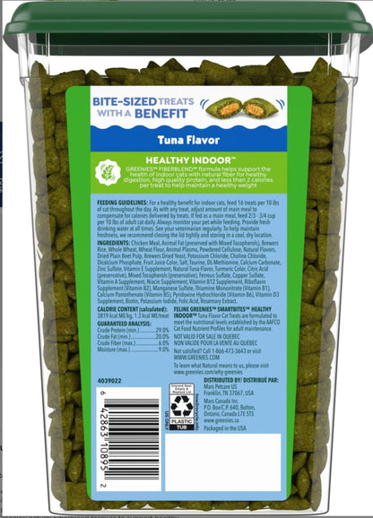 Greenies Feline SmartBites Healthy Indoor Natural Tuna Flavor Soft & Crunchy Adult Cat Treats,